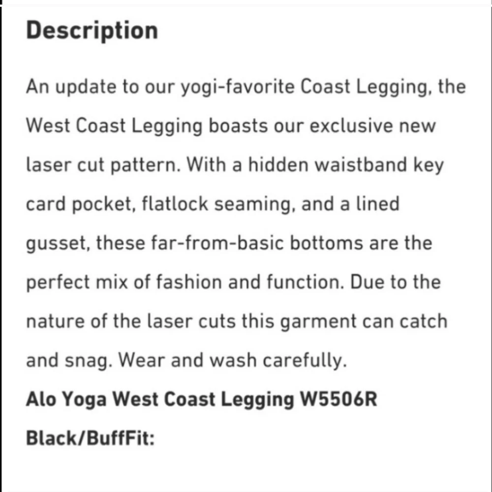 ALO Yoga West Coast Laser Cut Leggings Black & Buff Size XS NWT